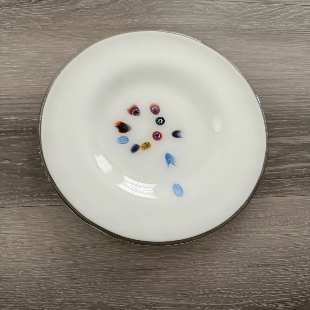Crate & barrel carnivalle blown art glass made in Italy plate